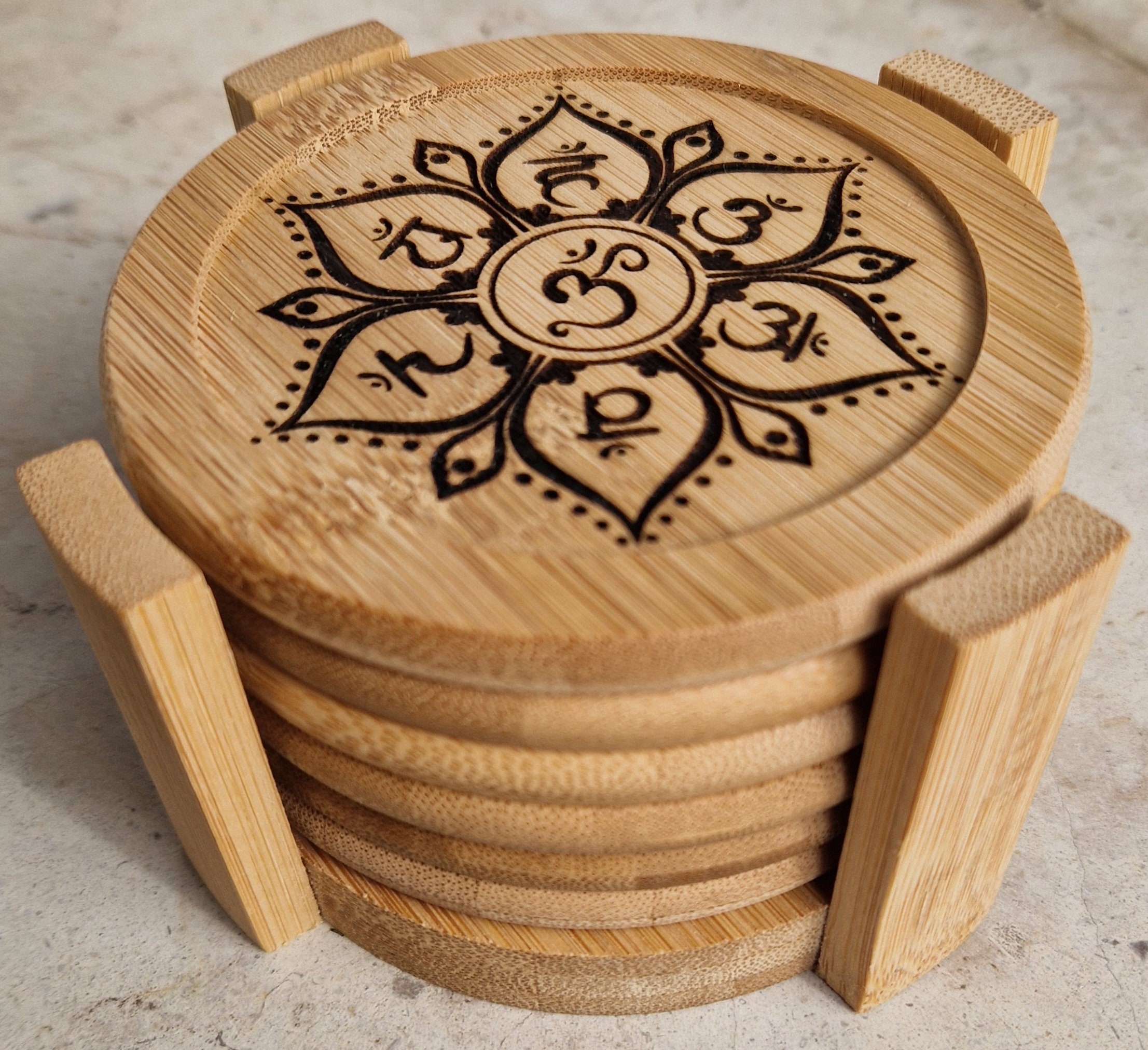 Sous-verres En Liège 4 Pièces - Motif Arbre De Vie, Dessous De Verre Bois Pour Décoration Maison Ou Bureau - 13