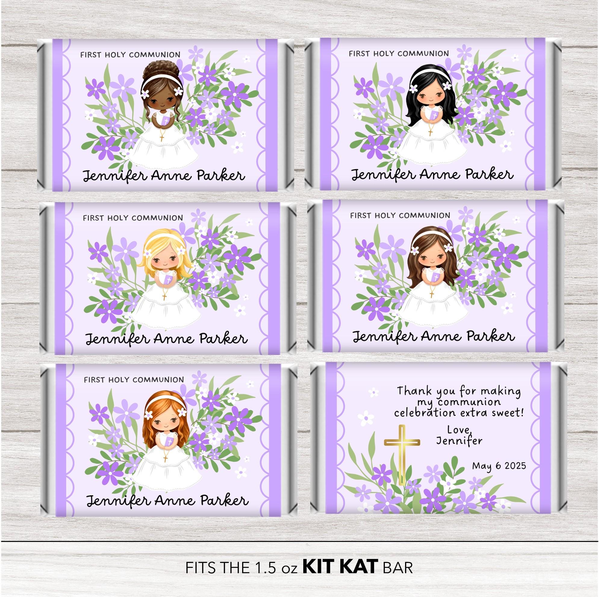 Floral First Holy Communion Favor Bundle: Editable Canva Template ...