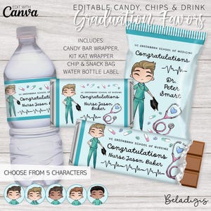 Bearbeitbares Krankenschwester-Abschluss-Favor-Bundle: Candy-Wrapper (Canva-Vorlage - digitaler Download)