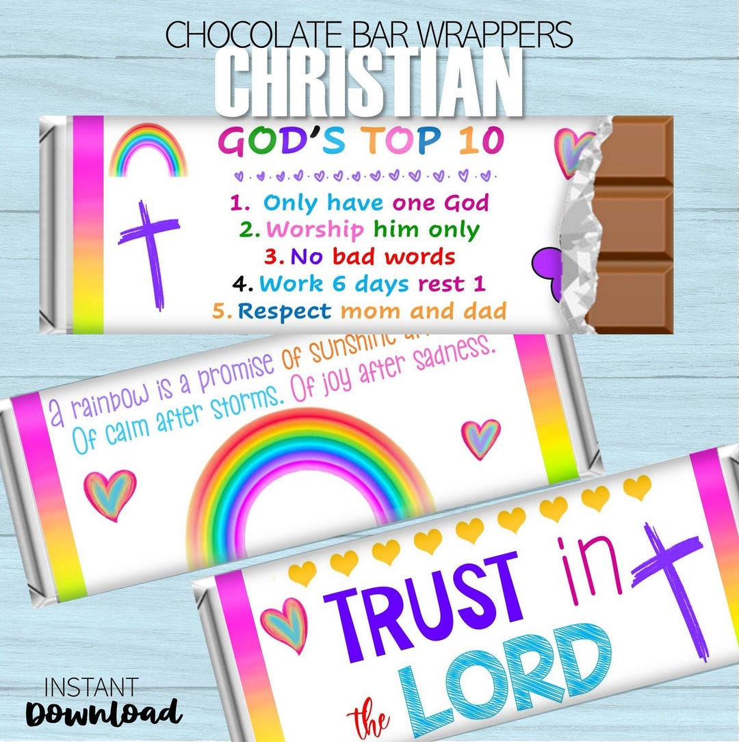 Christian Candy Bar Wrappers: Rainbow Scripture, Sunday School Gift ...