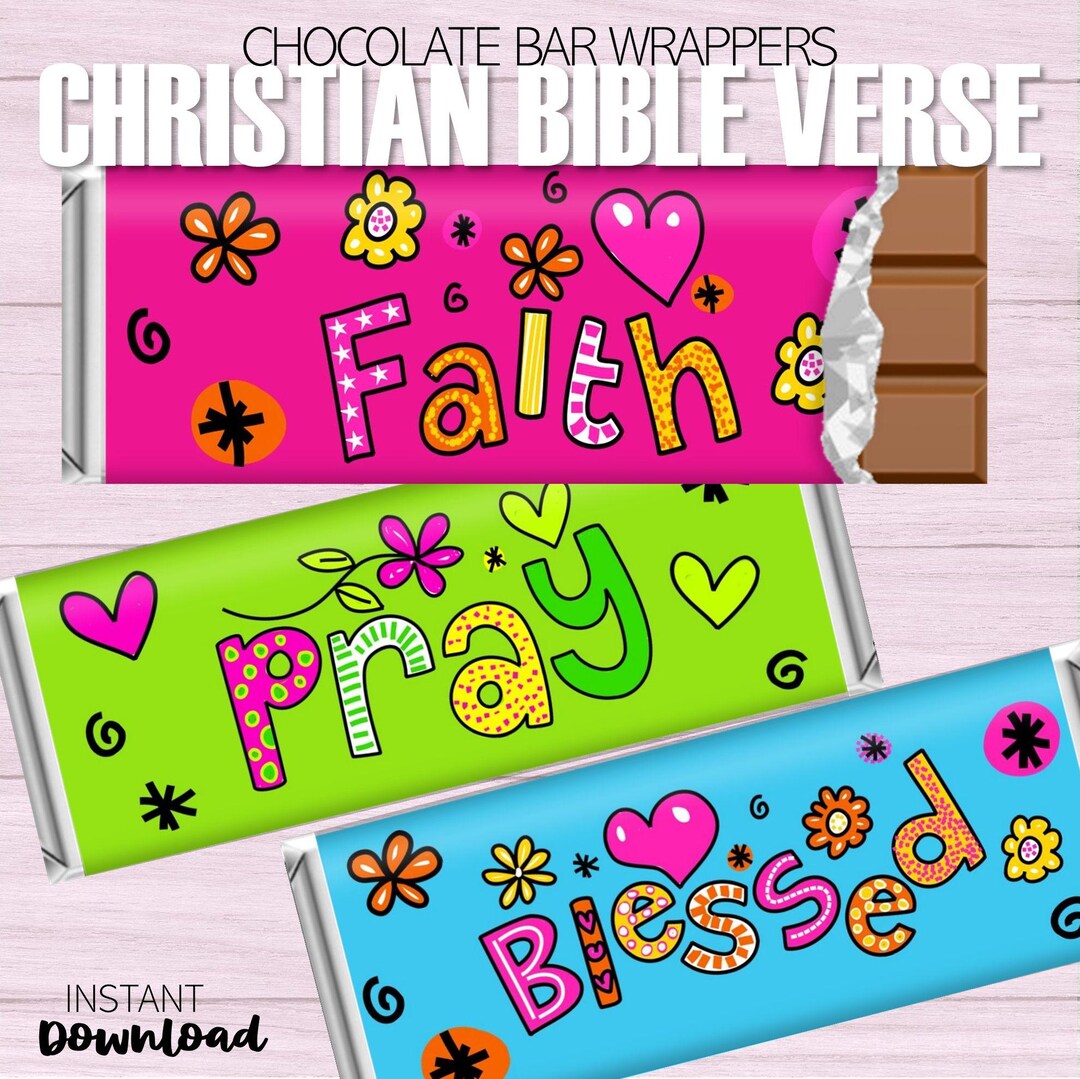 Printable Inspirational Christian Bible Verse Candy Wrapper, Church ...