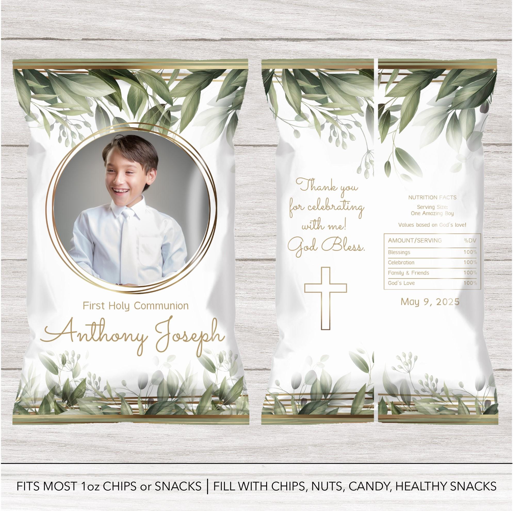 Editable Photo First Holy Communion Favor Bundle (canva Template) - Etsy