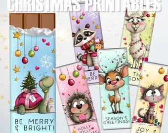 Printable Christmas Candy Wrappers for Hershey & Aldi Choceur Bars: Holiday Favors, Chocolate Gifts (Instant Download)