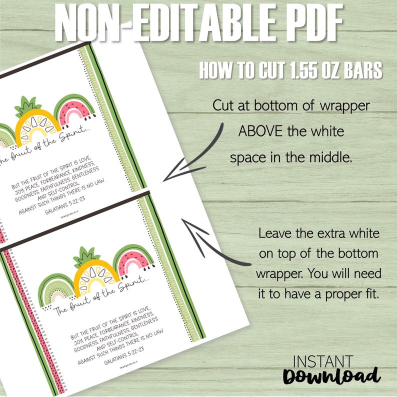 Watermelon Scripture Bible Verse Candy Bar Wrappers: Christian Church, Fruit of the Spirit ...