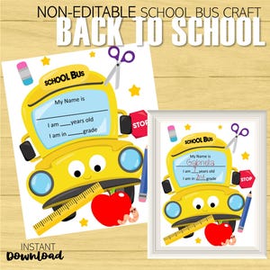 School Bus Design, Welcome Back to School Craft, First Day School, Kids Arts and Crafts, Hand Print Classroom Activities, Printable Download