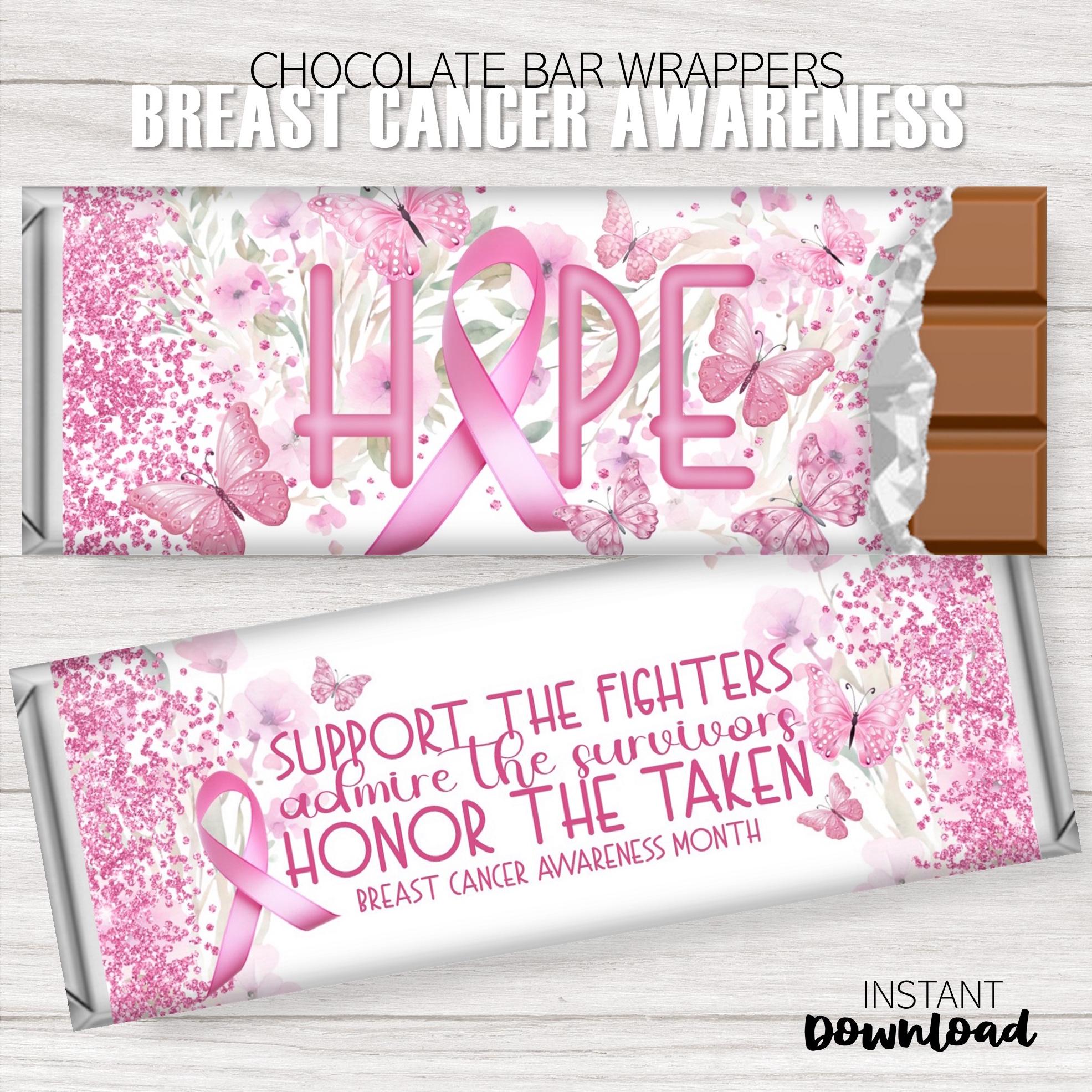 Pink Ribbon Breast Cancer Wrappers – Hershey 1.55 Oz Candy Bar Covers ...