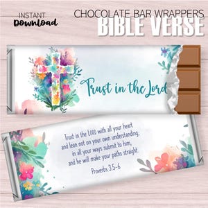 Printable Bible Verse Candy Bar Wrappers | Chocolate Bars | Trust in the Lord | Printable Party Favors Gifts | Instant Download