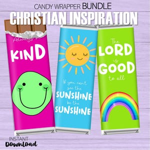 Printable Christian Candy Wrappers, Church Sunday School, Bible Verse Scripture, Teen Kid Gift, Inspirational Treats, Instant Download DIY