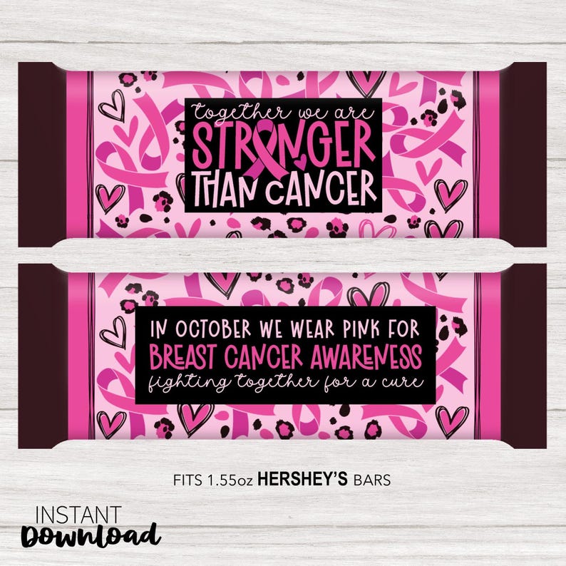 Pink Ribbon Wrapper Pink Ribbon Breast Cancer Candy Bar Wrappers: Hershey 1.55 Oz Chocolate ...