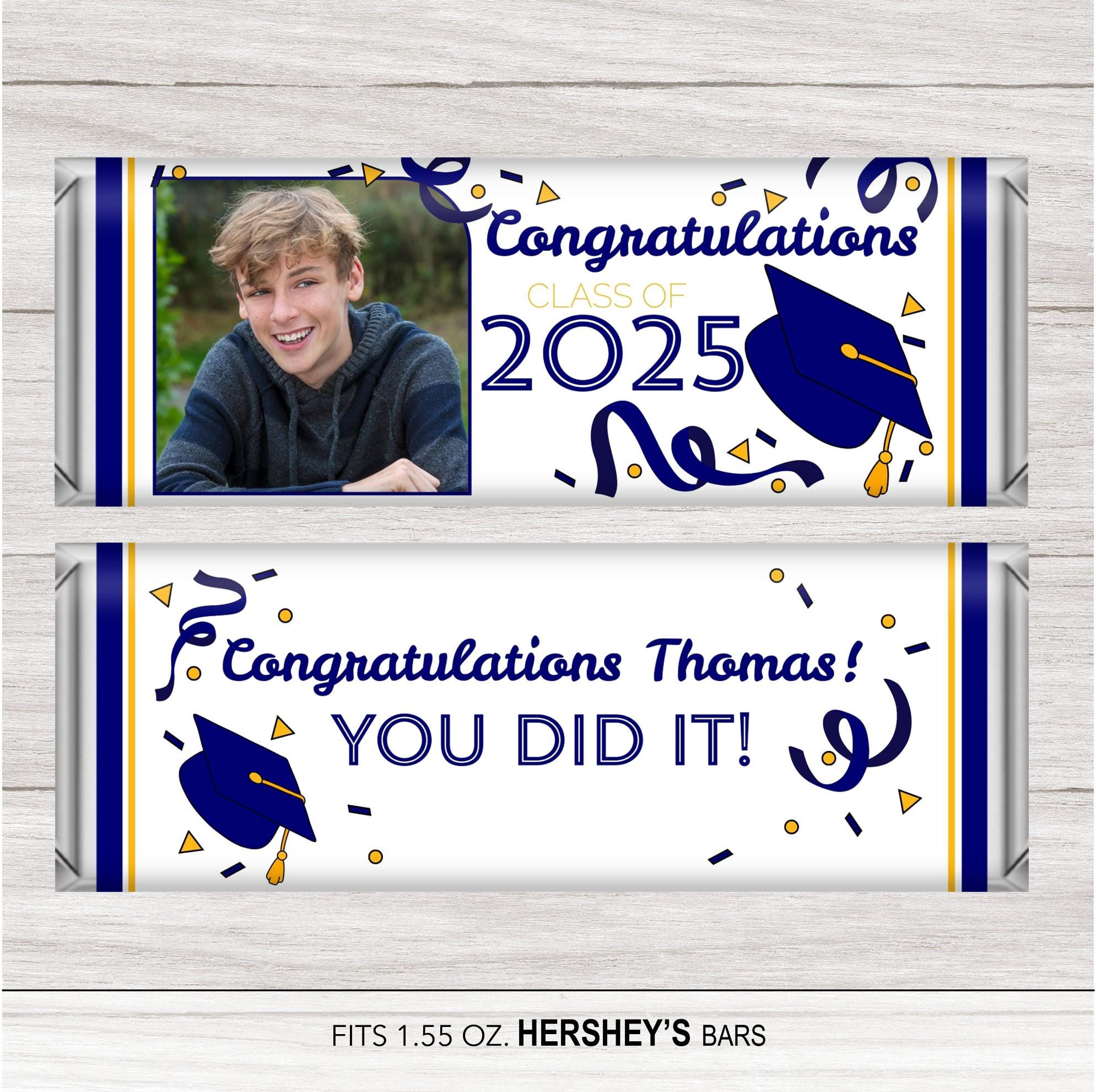Graduation Candy Bar Wrappers: Photo, School Colors (canva Template ...