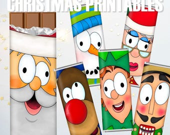 Druckbare Weihnachtsverpackungen für Hershey & Aldi Choceur Riegel: Gastgeschenke, Schokoladengeschenke (Instant Download)