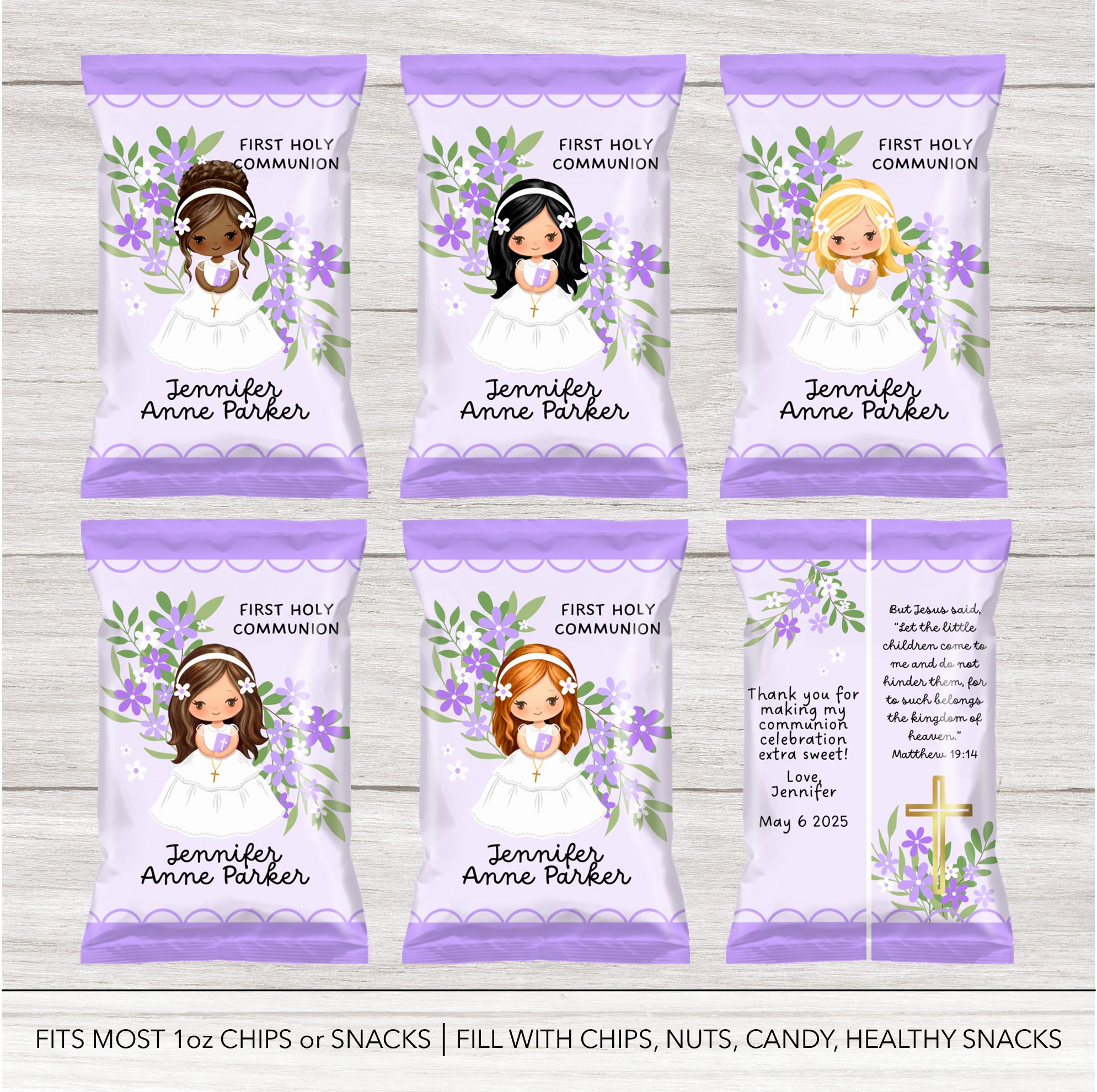 Floral First Holy Communion Favor Bundle: Editable Canva Template ...