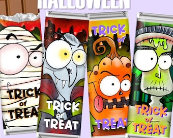 Envoltorio de caramelos espeluznante para Halloween: un caprichoso regalo imprimible para pedir dulces, descarga instantánea.