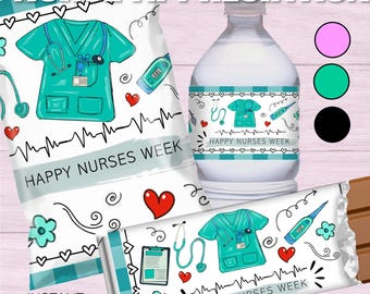 Doodle Nurses Week Gift Bundle | Includes Candy Wrappers Chip Bags Water Bottle Labels | Thank You Nurse Appreciation | Download Printable