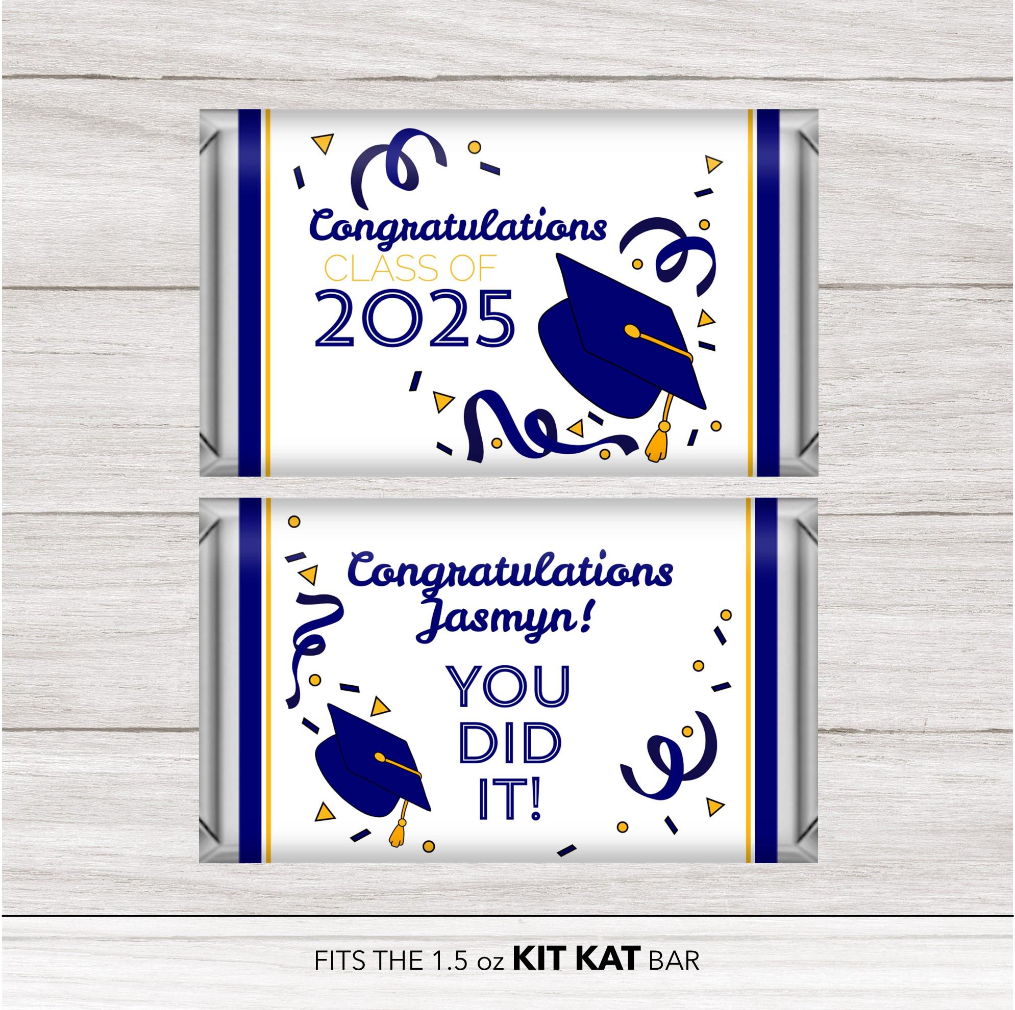 Editable Grad Cap Kit Kat Bar Wrappers: Graduation Party Favors (canva ...