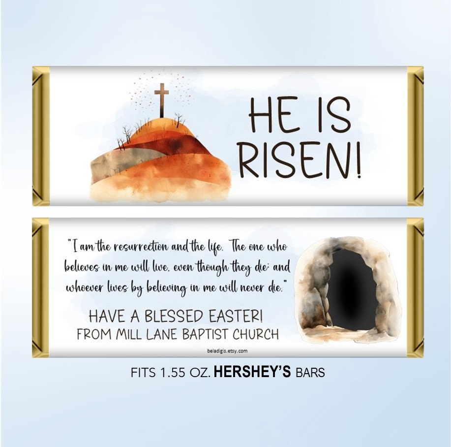 He is Risen Christian Cross Easter Candy Wrapper Party Favor &amp; Gifts ...