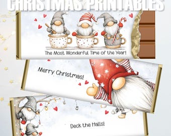 Printable Christmas Candy Wrappers: Hershey & Aldi Bars, DIY Xmas Party Gifts, Stocking Stuffers (Instant Download)