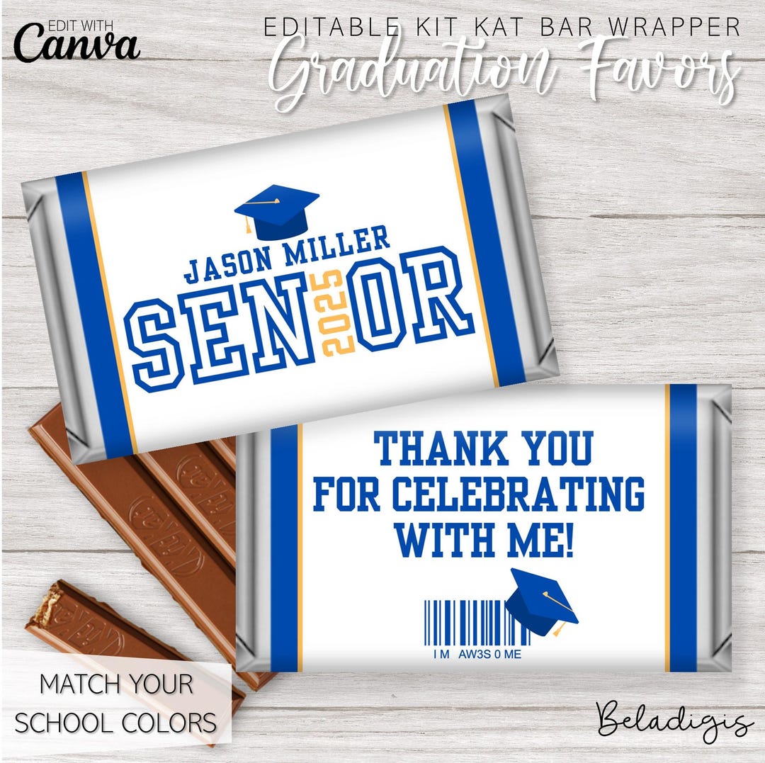 Editable Senior Graduation Kit Kat Bar Wrappers | Personalized ...