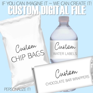 Gepersonaliseerde wikkels voor chocoladerepen, zakjes chips, wateretiketten, | Elke gelegenheid | Verjaardagsfeestje Lerarenschool | Aangepaste afdrukbare pdf