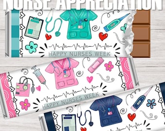 Nurse Appreciation Bundle Candy Bar Wrappers | Nurses Week Chocolate Bars | Nursing Thank you Gifts | Printable Instant Download | 3 designs