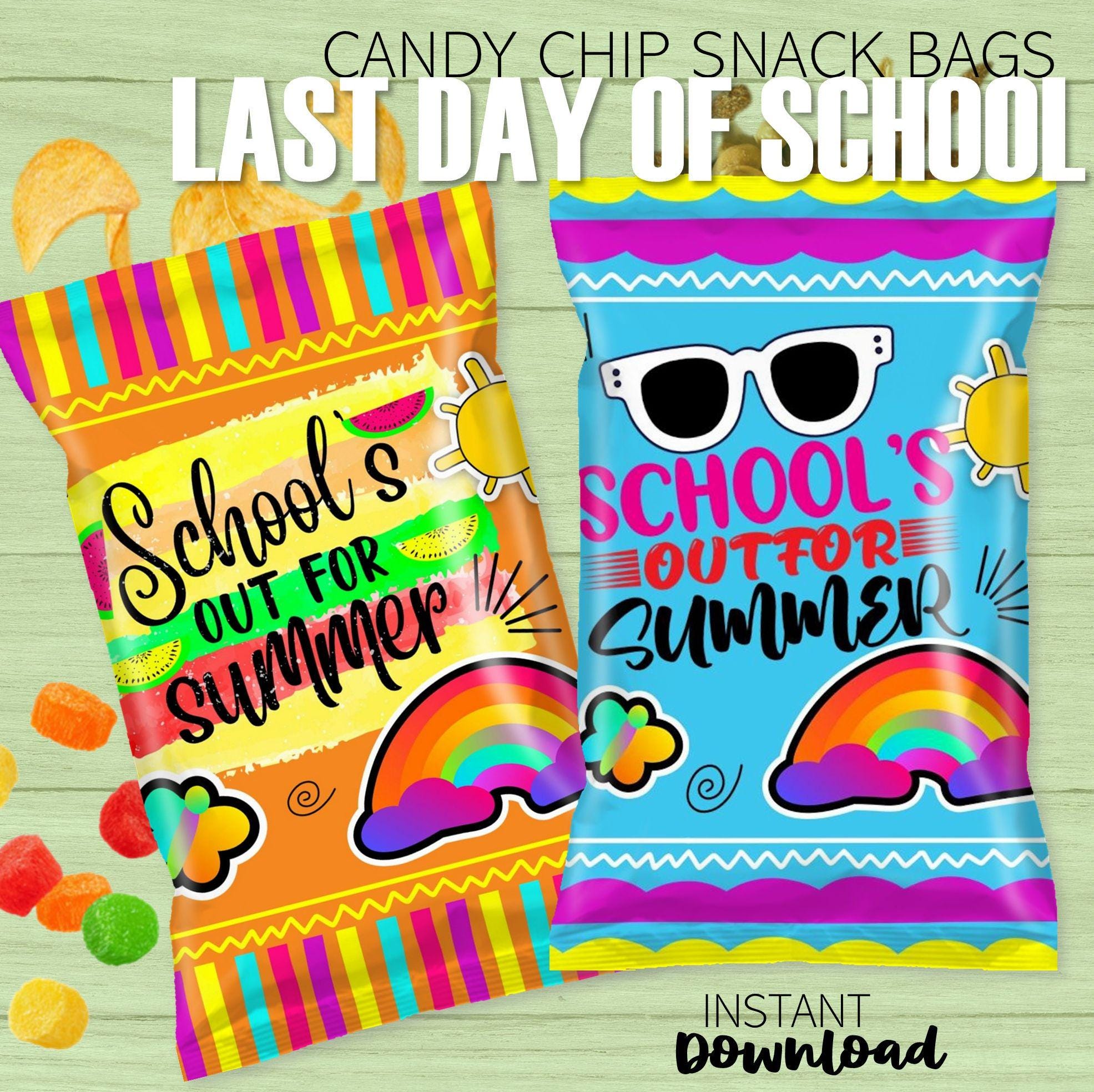 Neon School's Out For Summer Candy Chip Bags | Student Gifts |  Fill with Chips Candy Healthy Snacks | End of School | Printable Download