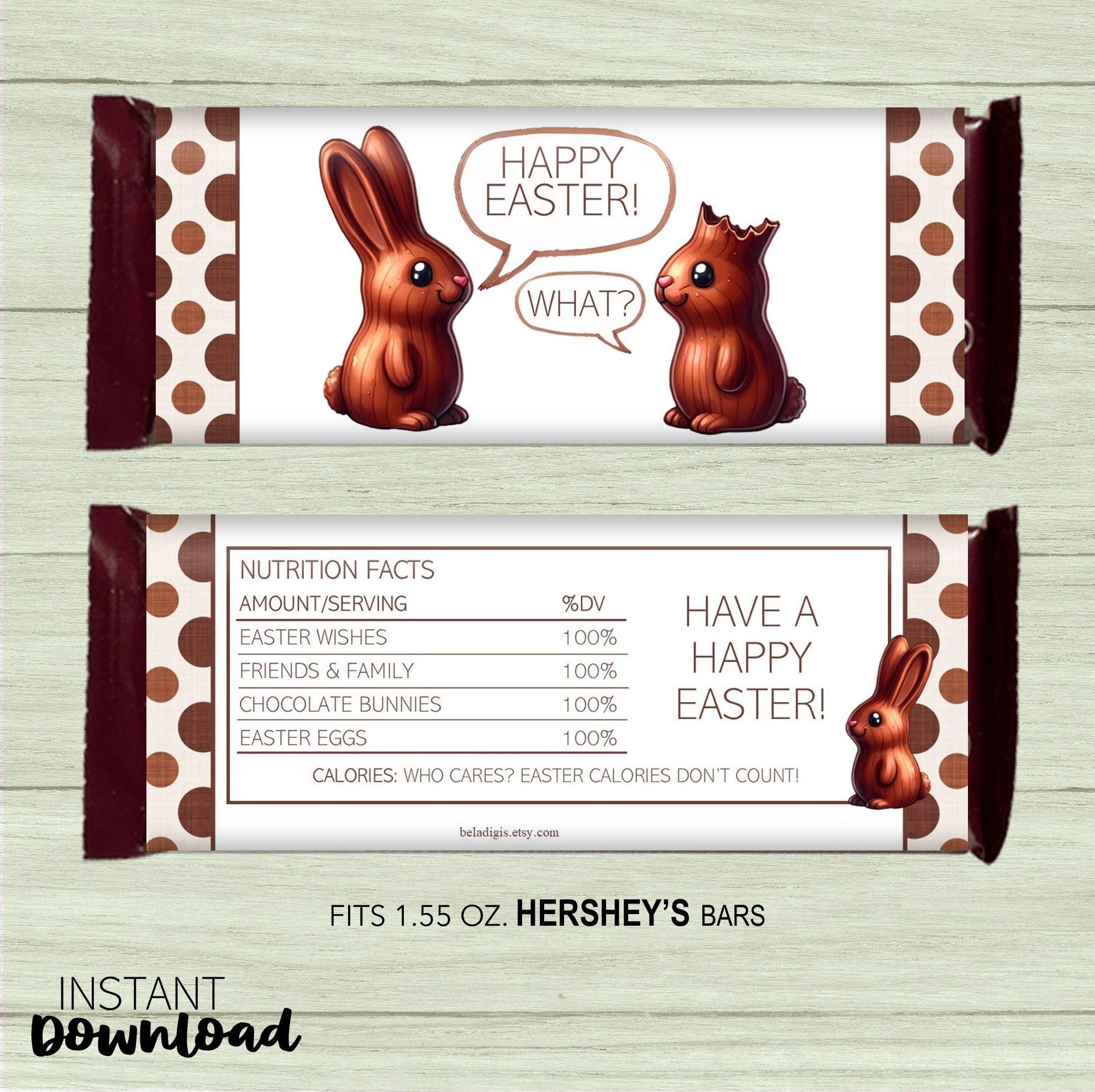 Printable Happy Easter Chocolate Bar Wrappers: Bunny Design (instant ...