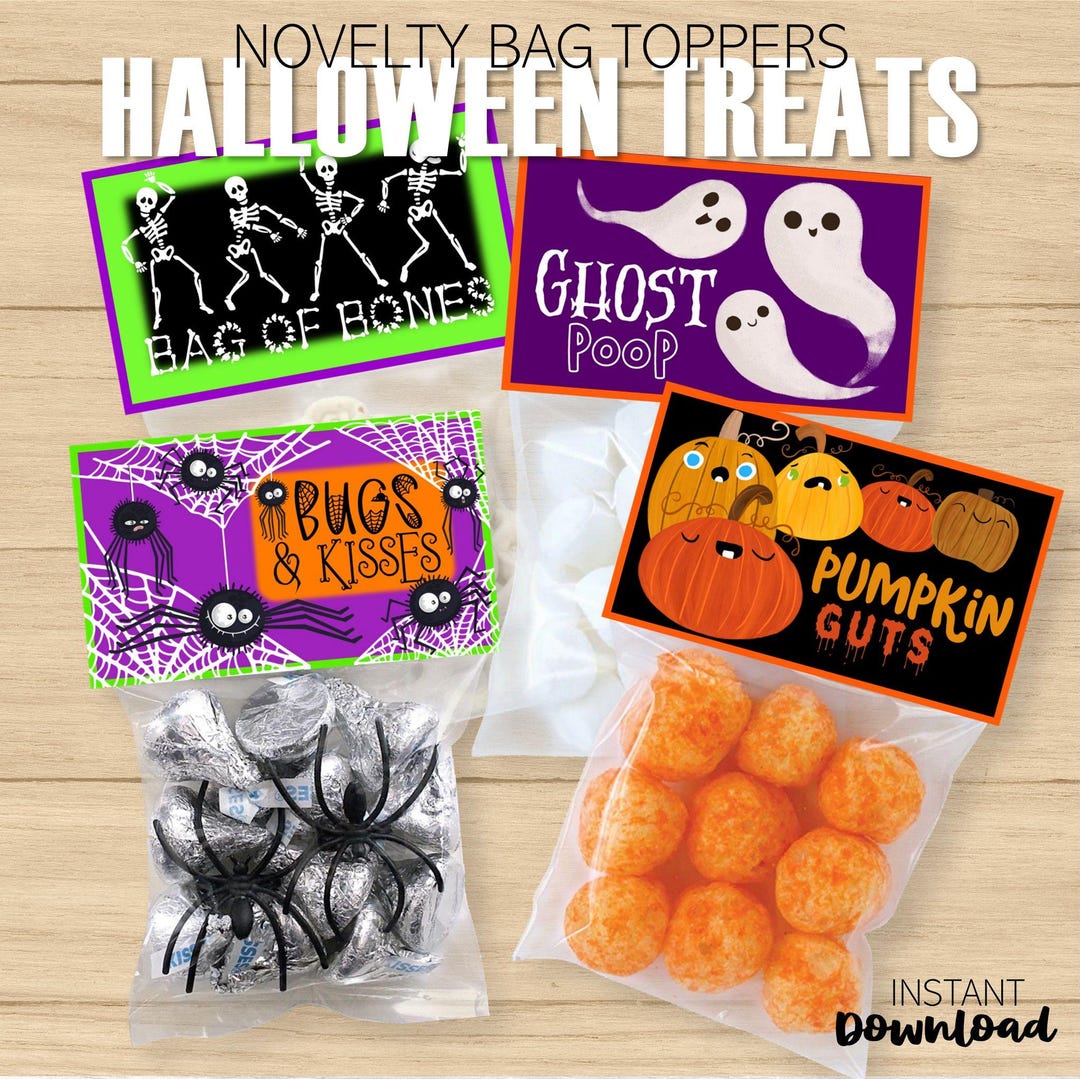 Spooky Halloween Bag Toppers: Whimsical Trick or Treat Party Favor ...