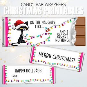 Printable Christmas Candy Wrappers: Xmas Party Favors, Stocking Stuffers and Gifts (DIY Instant Download)