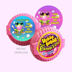 Valentines Bubble Tape Gum: Frog Classroom Gifts & Favors, School Party (Instant Download)