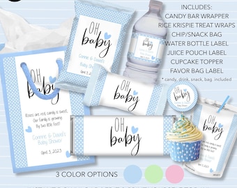 OH BABY! Party Bundle Kit | Baby Shower Favor | Editable Template Wrappers Labels | Chocolate, Krispies, Water, Juice & more! | Printable