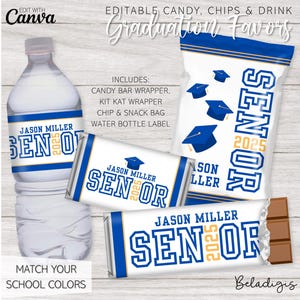 Editable Senior Graduation Favor Bundle | Personalized Favor Bundle | Printable Party Favors | Canva Template Instant Download