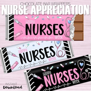 Krankenschwester Wertschätzung Bundle Candy Bar Wrappers | Nurses Week Schokoriegel | Pflege Danke Geschenke | Druckbare Sofort-Download | 3 Designs