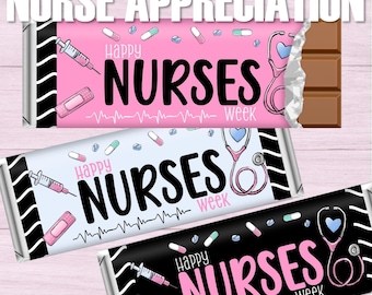 Nurse Appreciation Bundle Candy Bar Wrappers | Nurses Week Chocolate Bars | Nursing Thank you Gifts | Printable Instant Download | 3 designs
