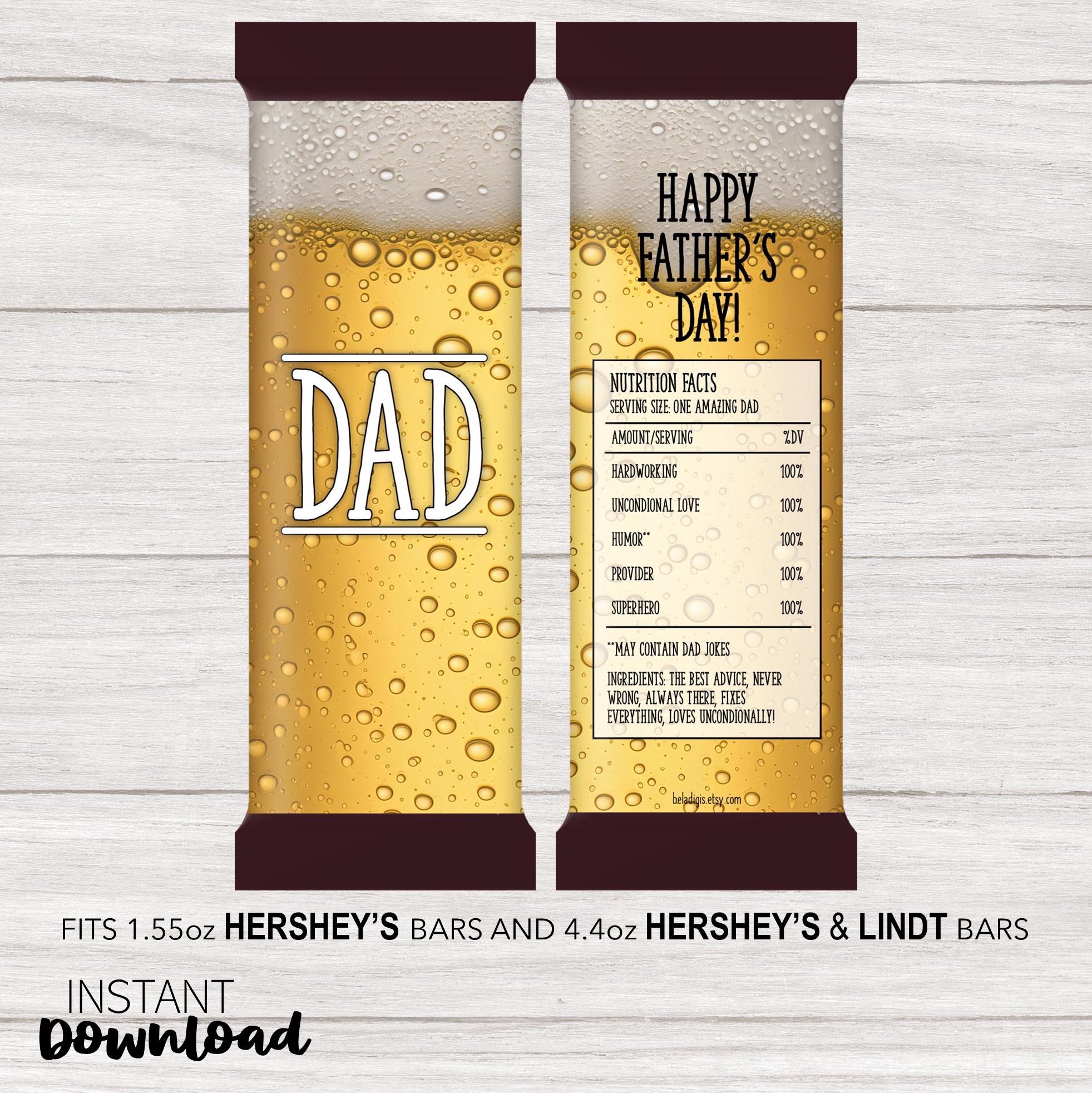 Father's Day Beer Candy Bar Wrappers: Chocolate Gift (printable ...