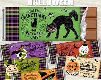 Vintage Halloween Candy Bar Wrapper: Spooky Printable Trick or Treat Favor,  DIY Instant Download