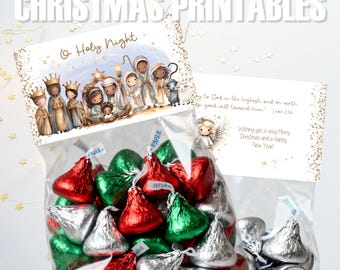 Nativity Christmas Bag Toppers: Holiday Party Favors, Candy Topper Tags, Xmas Gift (Printable Download)