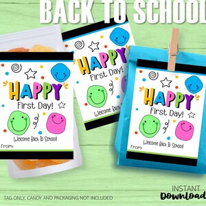 Printable Welcome Back to School Treat Tag, Student Classroom Gift Idea, First Day Gift Tag, Candy, Cookies, Chips, Favors, Instant Download