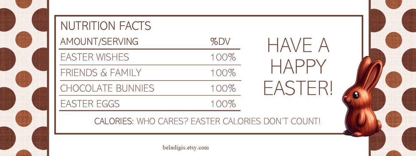 Printable Happy Easter Chocolate Bar Wrappers: Bunny Design (instant ...