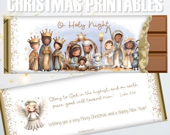 Nativity Printable Christmas Candy Bar Wrappers: Xmas Party Favors and Stocking Stuffers (DIY Instant Download)