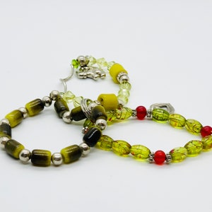 Peruvian Glass Bead Heart Charm Bracelet Set