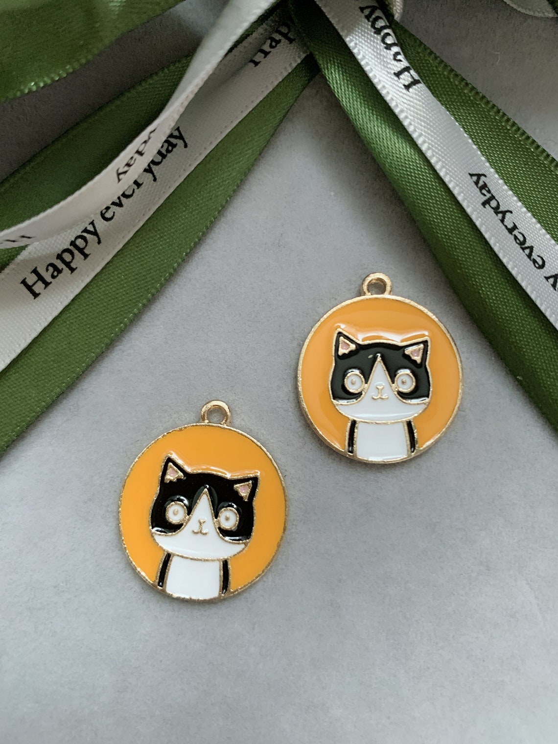 Cat Charms10pcsCartoon Cat CharmsEnamel Charms Cartoon Etsy
