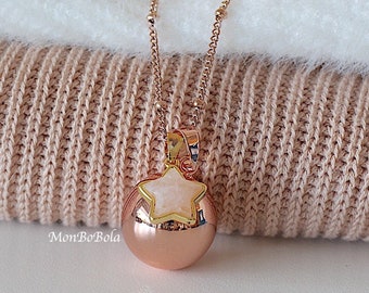 smooth pregnancy bola rose gold, golden star Rose Quartz. Monbobola. Lithotherapy