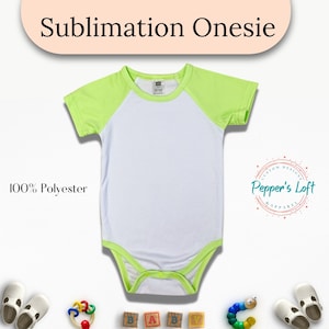 Sublimation Blank Baby Raglan Short Sleeve Onesie (Green)