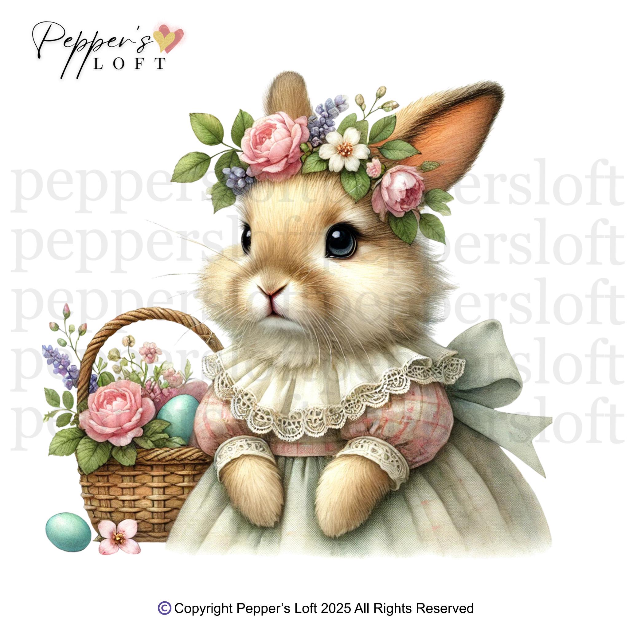 Cute Easter Bunny PNG | Pastel Spring Bunny Clipart | Digital Download for Sublimation, Stickers, T-Shirts, DIY Crafts