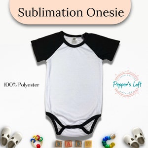Sublimation Blank Baby Raglan Short Sleeve Onesie (black)