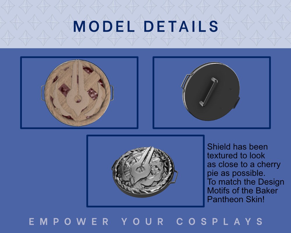 Archivos STL del escudo de pastel de Pantheon Baker - Accesorio de cosplay  de League of Legends (Descarga digital) - Etsy México, image size:1000x800