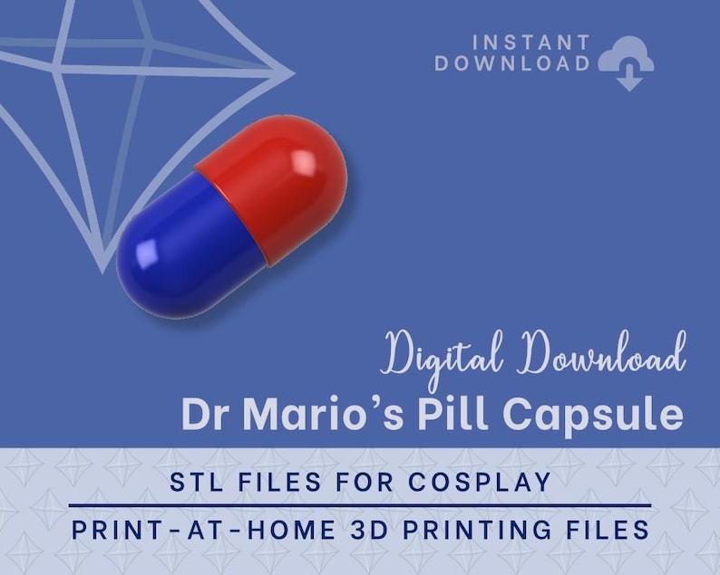 Red Rounded Mario Text Capsule DR Mario Pill STL Files - Super Smash Bros Cosplay Prop (digital ...