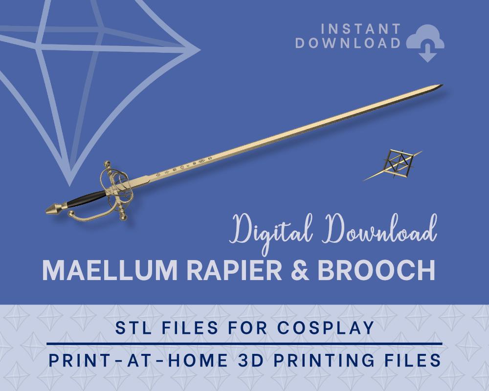 MAELLE Maellum Sword & Brooch STL FILES [Expedition 33] | Cosplay Prop | 3D Print Files | Instant Download