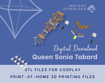 Ancient Queen Tabard & Accessories STL Files - Cosplay Accessory (Digital Download)