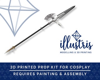 Red Elf Royal Guard Halberd 3D PRINTED KIT Cosplay Prop